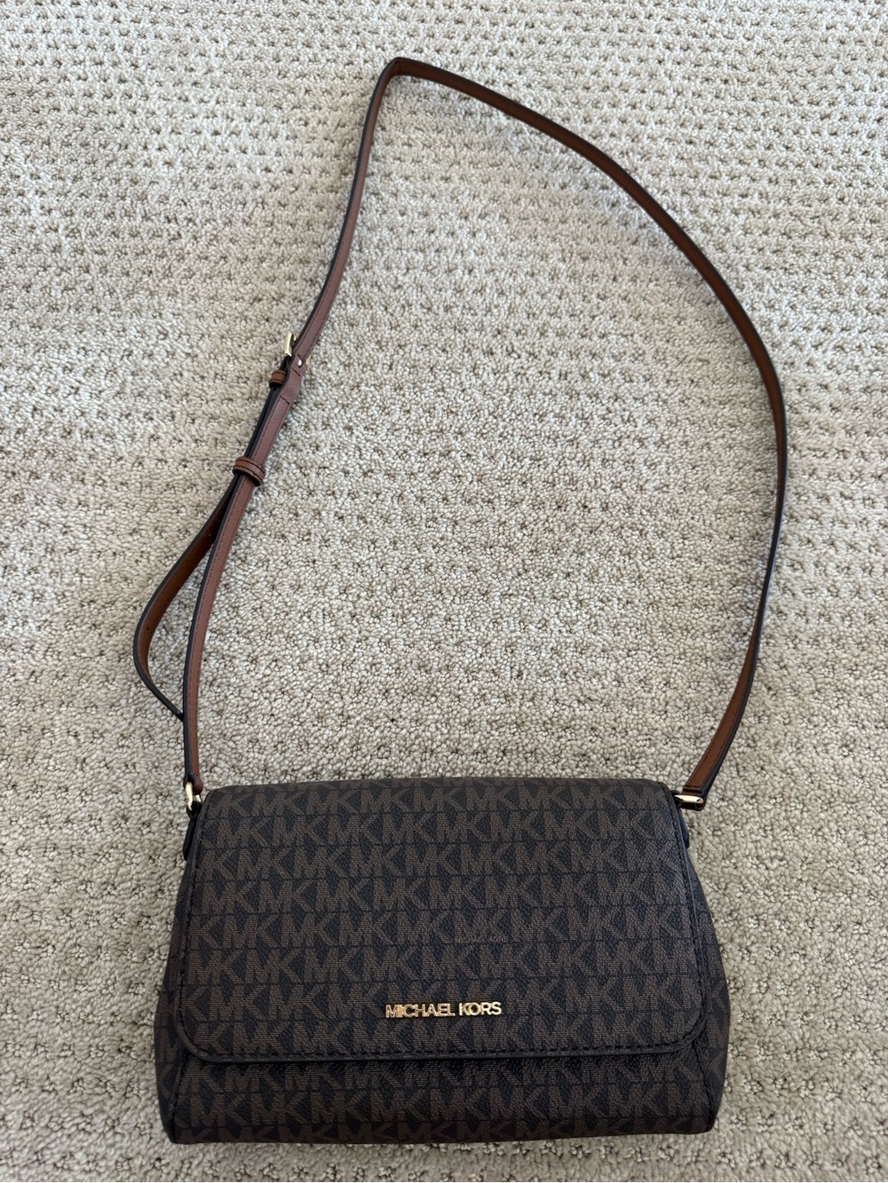 Michael Kors Dark Brown Logo Crossbody Bag with Adjustable Strap